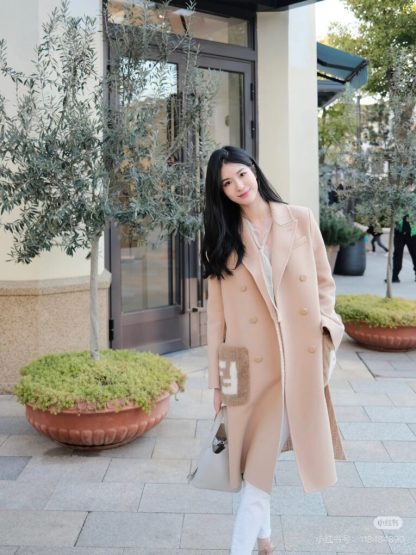  Fendi Beige wool coat With Mink Pocket For Women 24SS #3786 - Image 8