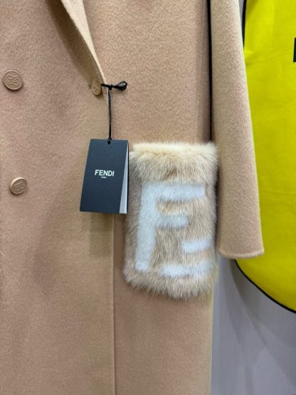  Fendi Beige wool coat With Mink Pocket For Women 24SS #3786 - Image 5