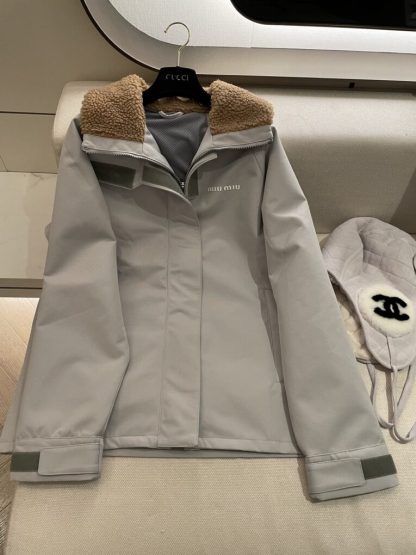  Miu Miu Cordura blouson jacket Steel Gray Windbreaker #3879 - Image 3
