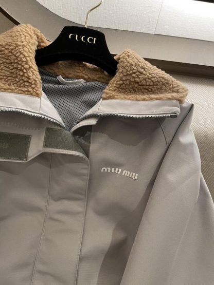  Miu Miu Cordura blouson jacket Steel Gray Windbreaker #3879 - Image 5