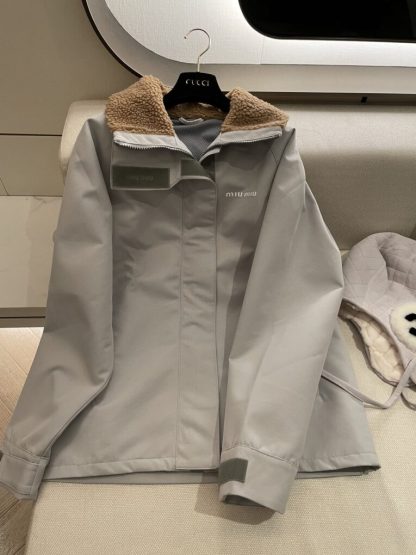  Miu Miu Cordura blouson jacket Steel Gray Windbreaker #3879 - Image 6