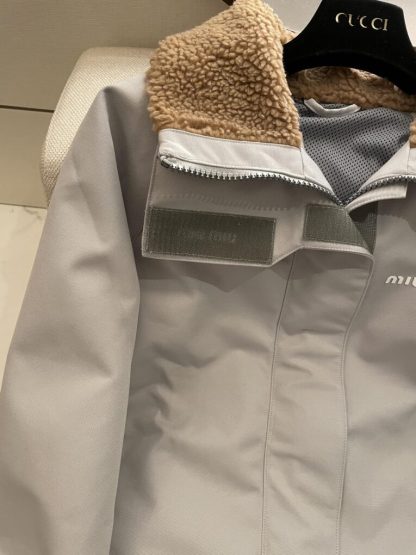  Miu Miu Cordura blouson jacket Steel Gray Windbreaker #3879 - Image 7