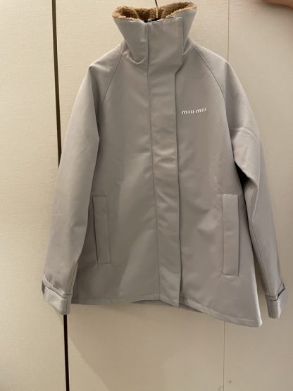  Miu Miu Cordura blouson jacket Steel Gray Windbreaker #3879 - Image 2