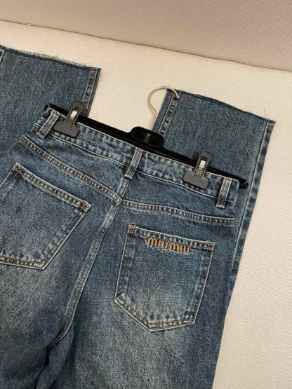  Miu Miu Denim five-pocket jeans Navy Wholesale Quality Denim 1:1 Copy #3878 - Image 7