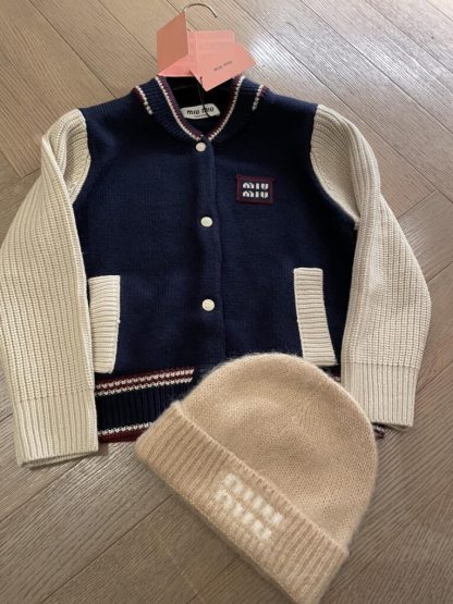  Miu Miu Wool and cashmere cardigan Navy Blue Knitwear #3881 - Image 5