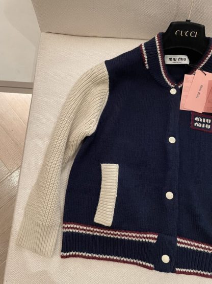 Miu Miu Wool and cashmere cardigan Navy Blue Knitwear #3881 - Image 6