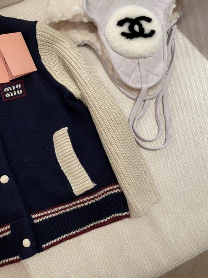  Miu Miu Wool and cashmere cardigan Navy Blue Knitwear #3881 - Image 7