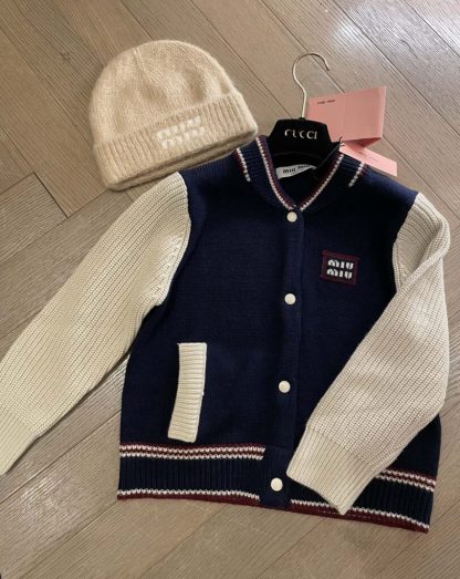  Miu Miu Wool and cashmere cardigan Navy Blue Knitwear #3881 - Image 8
