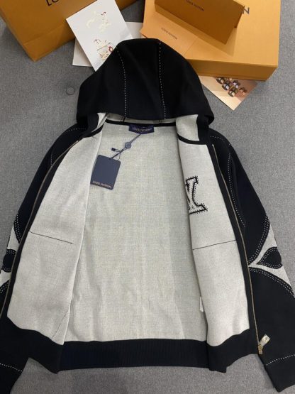  Louis Vuitton Graphic Intarsia Zipped Cotton Hoodie For Men 1AFXKW #3854 - Image 13