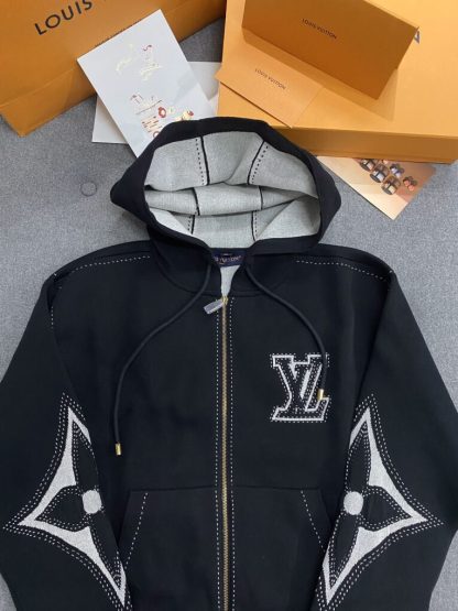  Louis Vuitton Graphic Intarsia Zipped Cotton Hoodie For Men 1AFXKW #3854 - Image 14