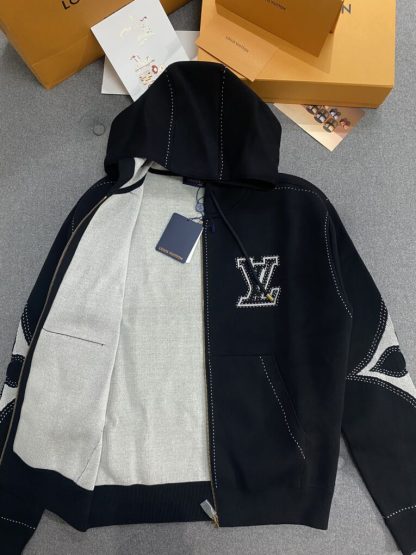  Louis Vuitton Graphic Intarsia Zipped Cotton Hoodie For Men 1AFXKW #3854 - Image 16