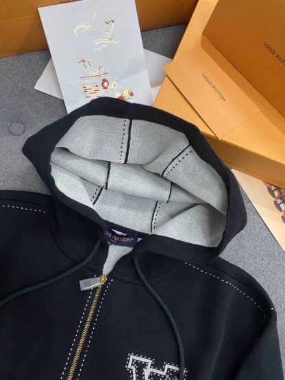  Louis Vuitton Graphic Intarsia Zipped Cotton Hoodie For Men 1AFXKW #3854 - Image 9