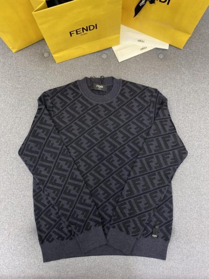  FENDI Men's Jumper Sweater Black wool pullover #3855 - Image 12