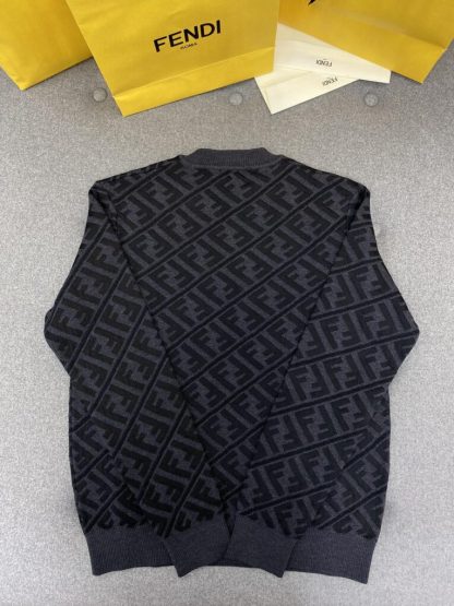  FENDI Men's Jumper Sweater Black wool pullover #3855 - Image 11