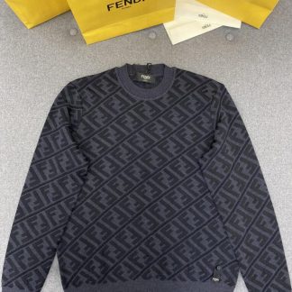 Replica FENDI Men's Jumper Sweater Black wool pullover #3855