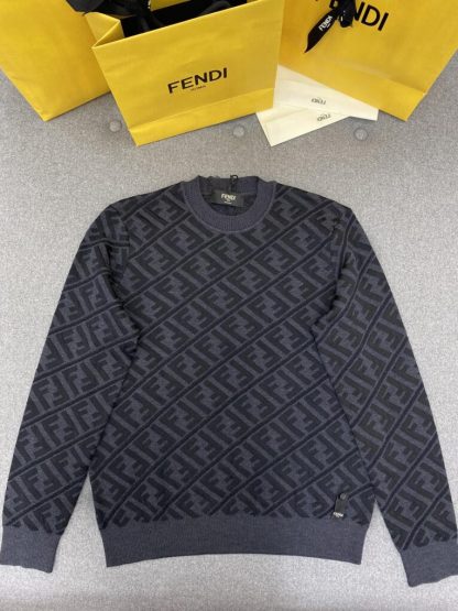 Replica FENDI Men's Jumper Sweater Black wool pullover #3855