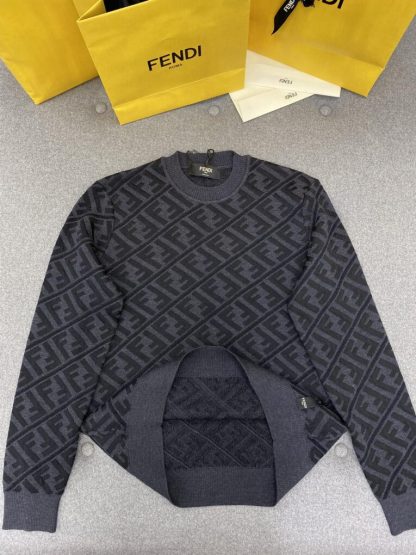  FENDI Men's Jumper Sweater Black wool pullover #3855 - Image 15