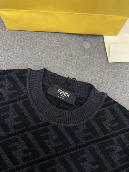  FENDI Men's Jumper Sweater Black wool pullover #3855 - Image 6