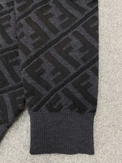  FENDI Men's Jumper Sweater Black wool pullover #3855 - Image 2