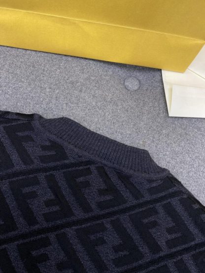  FENDI Men's Jumper Sweater Black wool pullover #3855 - Image 7