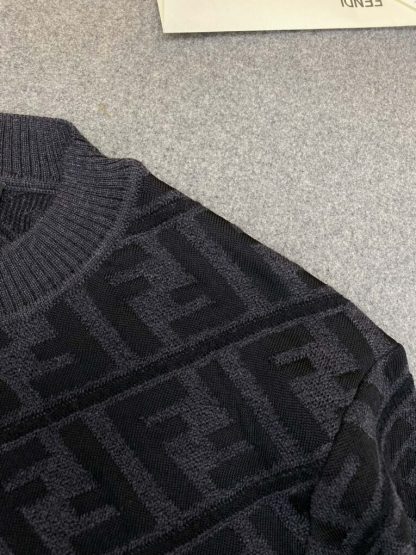  FENDI Men's Jumper Sweater Black wool pullover #3855 - Image 8