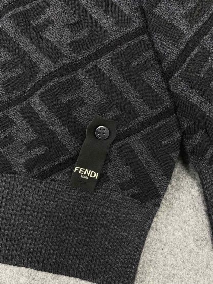  FENDI Men's Jumper Sweater Black wool pullover #3855 - Image 9