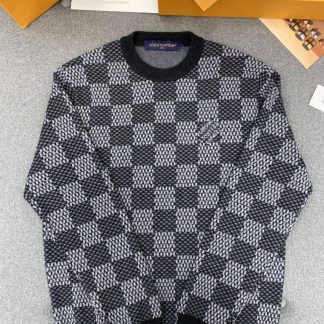 Replica Louis Vuitton Damier Wool Crewneck Sweater Knitwear For Men #3853