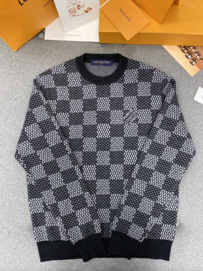 Replica Louis Vuitton Damier Wool Crewneck Sweater Knitwear For Men #3853