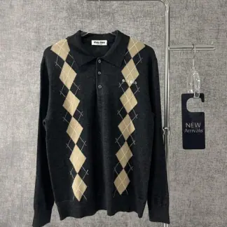 Replica Miu Miu Cashmere knit polo shirt Grey #3890