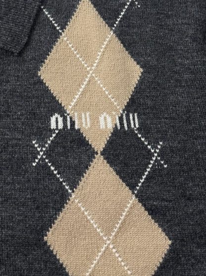  Miu Miu Cashmere knit polo shirt Grey #3890 - Image 8