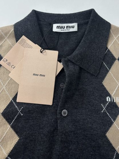 Miu Miu Cashmere knit polo shirt Grey #3890 - Image 5