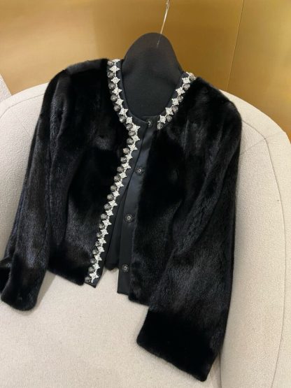  Fendi Black mink jacket with crystals For Women 24SS #3784 - Image 3