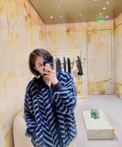  Fendi Blue Mink Jacket For Women 24SS #3785 - Image 4