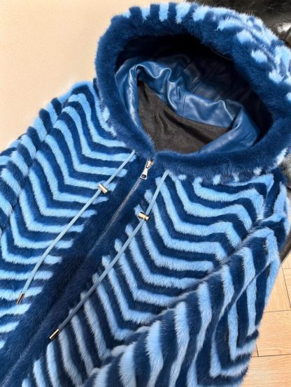  Fendi Blue Mink Jacket For Women 24SS #3785 - Image 8