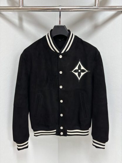 Replica Louis Vuitton Embellished Lambskin Bomber Blouson Leather Jacket For Men #3856