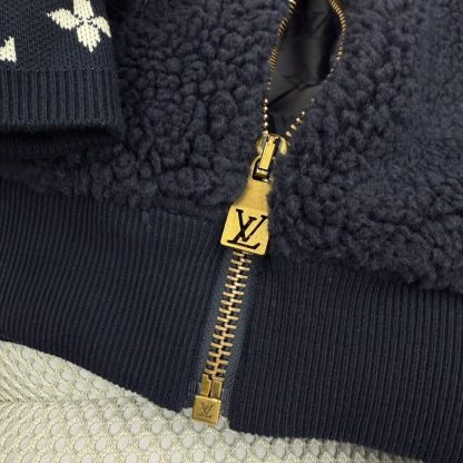  Louis Vuitton Men's Leather Patch Fleece Blouson Naval Academy 1AGLXN #3907 - Image 6