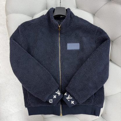  Louis Vuitton Men's Leather Patch Fleece Blouson Naval Academy 1AGLXN #3907 - Image 8