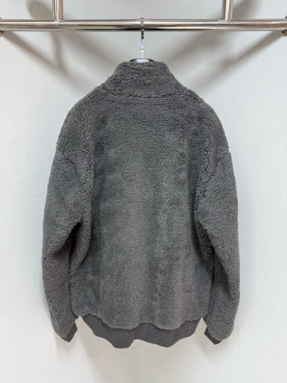  Louis Vuitton Men's Leather Patch Fleece Blouson Gray #3909 - Image 8