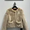  Louis Vuitton Women's Collarless Monogram Mink Jacket 1AFTI7 #3783 - Image 11