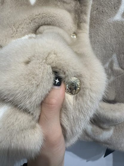  Louis Vuitton Women's Collarless Monogram Mink Jacket 1AFTI7 #3783 - Image 5