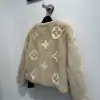  Louis Vuitton Women's Collarless Monogram Mink Jacket 1AFTI7 #3783 - Image 3