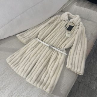 Replica Fendi Mink Fur Coat Lambskin Coat For Women #3781
