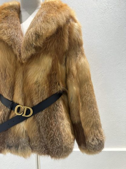  Dior Fox Fur Coat With CD Belt #3780 - Image 3