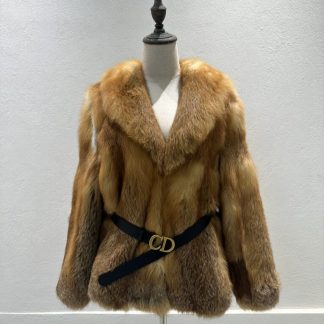 Replica Dior Fox Fur Coat With CD Belt #3780