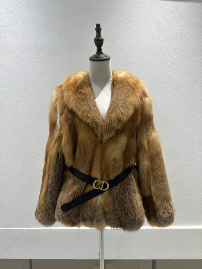 Replica Dior Fox Fur Coat With CD Belt #3780