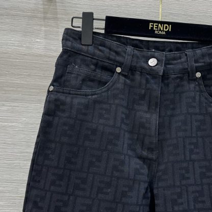  FENDI Long Jeans Black FF denim pants For Women #3867 - Image 7