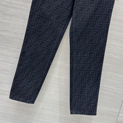  FENDI Long Jeans Black FF denim pants For Women #3867 - Image 4