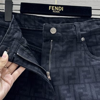  FENDI Long Jeans Black FF denim pants For Women #3867 - Image 3