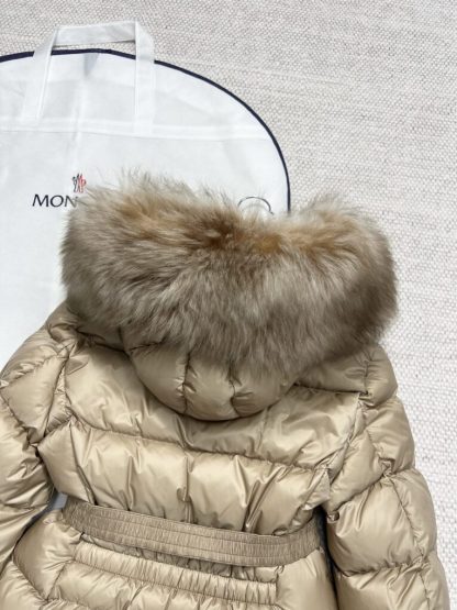 REPLICA MONCLER WOMEN'S BOED HOODED SHEARLING SHORT DOWN JACKET CAMEL BEIGE #3826 - Image 6