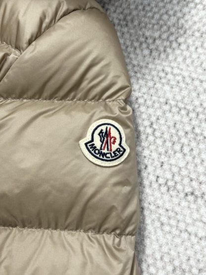REPLICA MONCLER WOMEN'S BOED HOODED SHEARLING SHORT DOWN JACKET CAMEL BEIGE #3826 - Image 2